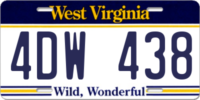 WV license plate 4DW438