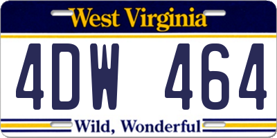 WV license plate 4DW464