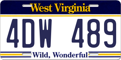 WV license plate 4DW489
