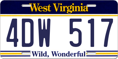 WV license plate 4DW517