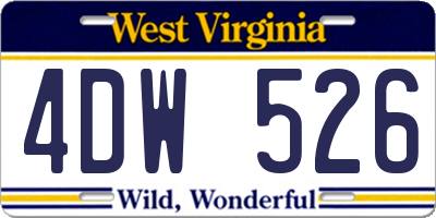 WV license plate 4DW526