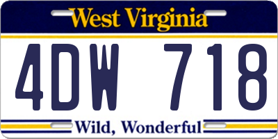 WV license plate 4DW718
