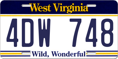 WV license plate 4DW748
