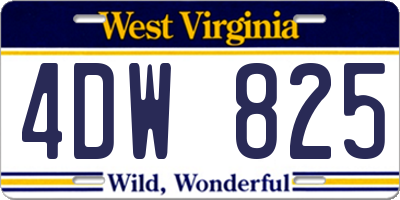 WV license plate 4DW825