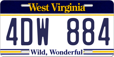 WV license plate 4DW884