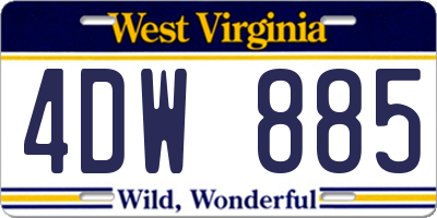WV license plate 4DW885