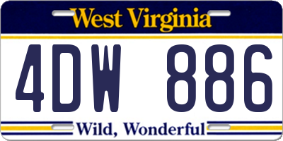 WV license plate 4DW886