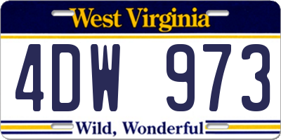 WV license plate 4DW973