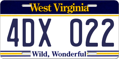 WV license plate 4DX022
