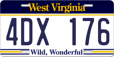 WV license plate 4DX176