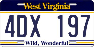 WV license plate 4DX197