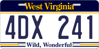 WV license plate 4DX241