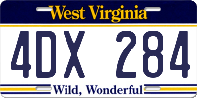 WV license plate 4DX284