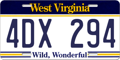 WV license plate 4DX294