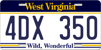 WV license plate 4DX350