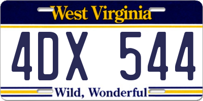 WV license plate 4DX544