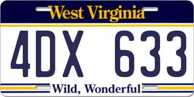 WV license plate 4DX633