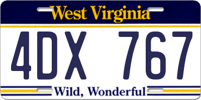 WV license plate 4DX767