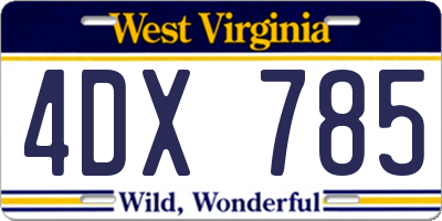 WV license plate 4DX785
