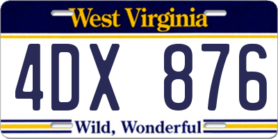 WV license plate 4DX876