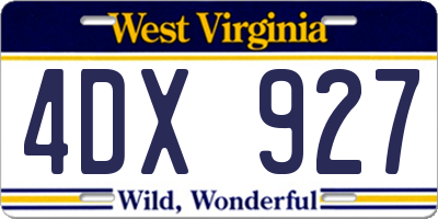 WV license plate 4DX927