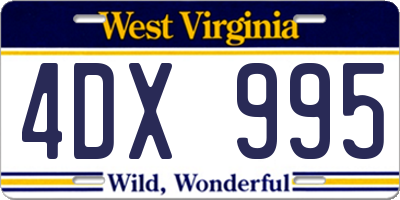 WV license plate 4DX995