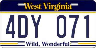 WV license plate 4DY071