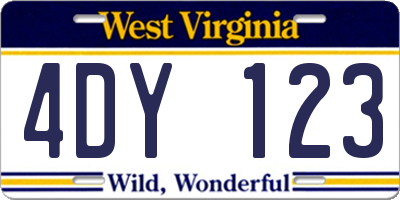 WV license plate 4DY123