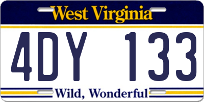 WV license plate 4DY133
