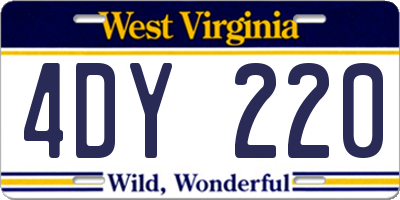 WV license plate 4DY220