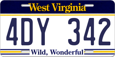 WV license plate 4DY342