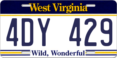 WV license plate 4DY429