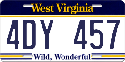 WV license plate 4DY457