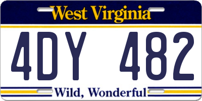 WV license plate 4DY482