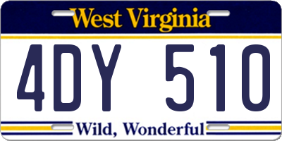 WV license plate 4DY510