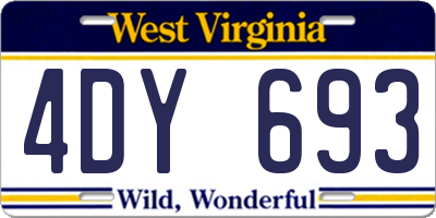 WV license plate 4DY693