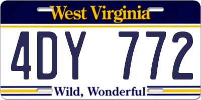 WV license plate 4DY772