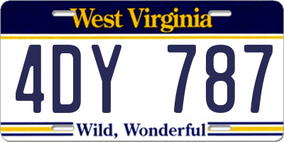 WV license plate 4DY787