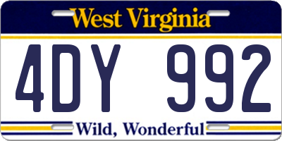 WV license plate 4DY992