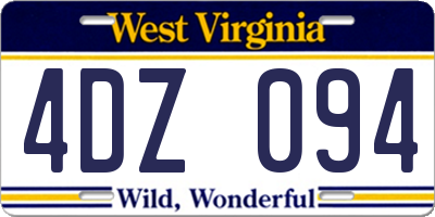 WV license plate 4DZ094