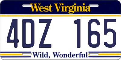 WV license plate 4DZ165
