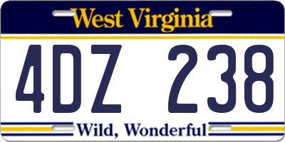 WV license plate 4DZ238