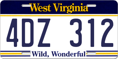WV license plate 4DZ312