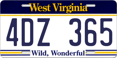 WV license plate 4DZ365