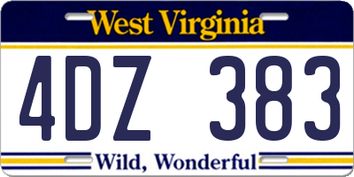 WV license plate 4DZ383