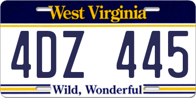 WV license plate 4DZ445