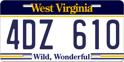 WV license plate 4DZ610
