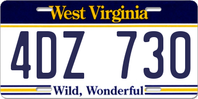 WV license plate 4DZ730