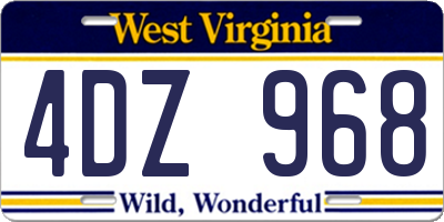 WV license plate 4DZ968