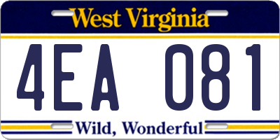WV license plate 4EA081